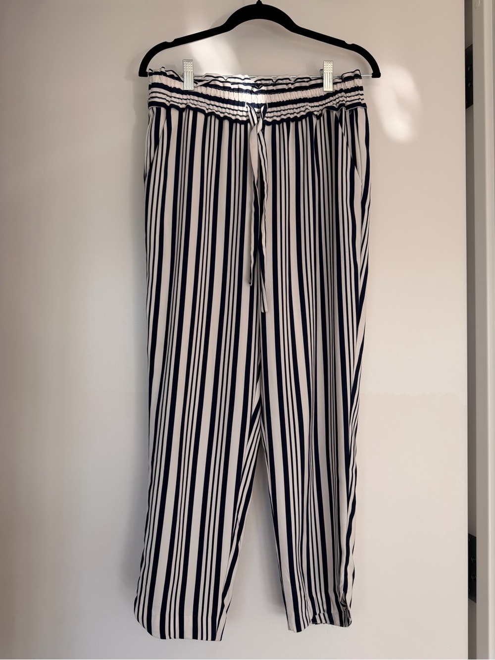 Zara striped pants with elastic tie waist